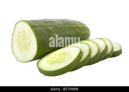 Sliced cucumber isolated on a white background Stock Photo