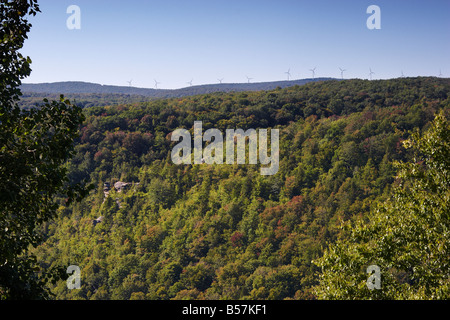 Mountaineer Wind Energy Center wind turbines on Backbone Mountain Tucker County West Virginia Stock Photo