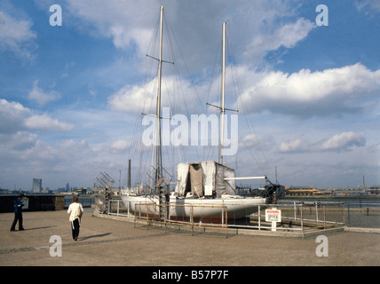 Gypsy Moth IV, record-breaking ketch of solo round-the-world yachtsman Sir Francis Chichester, dry dock, Greenwich, c. 1969 Stock Photo