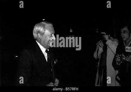 Current Conservative Party leader Edward Heath arrives for a debate on the leadership of he party after being challenged by Margaret Thatcher. ;February 1975 ;75-00681-001 Stock Photo