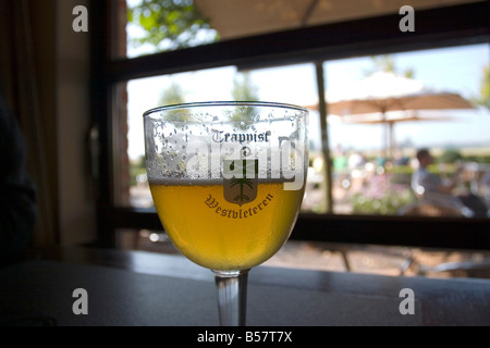 Westvleteren Trappist beer at the abbey in Saint Sixtus, enjoying local beer, near Poperinge, West Flanders, Belgium, Europe Stock Photo