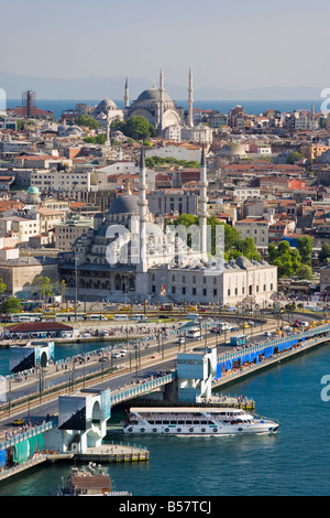 Elevated view over the Bosphorus and Sultanahmet from the Galata Tower, Istanbul, Turkey, Europe Stock Photo