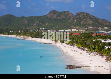 Elevated view over Jolly Harbour and Jolly Beach, Antigua, Leeward Islands, West Indies, Caribbean, Central America Stock Photo