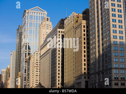 Buildings along West Wacker Drive, Chicago, Illinois, United States of America, North America Stock Photo