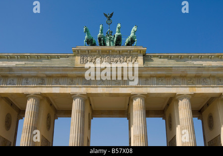 The Brandenburg Gate with the Quadriga winged victory statue on top, Pariser Platz, Berlin, Germany, Europe Stock Photo