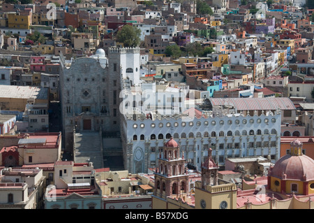 University of Guanajuato, the blue grey building, in Guanajuato, a UNESCO World Heritage Site, Guanajuato State, Mexico Stock Photo