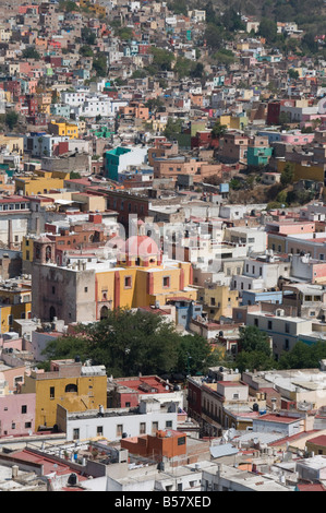 View of colourful buildings, Guanajuato, Guanajuato State, Mexico, North America Stock Photo