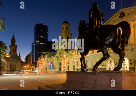 Close-up of the equestrian statue of Pedro de Valdivia, Santiago, Chile Stock Photo