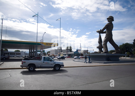 Statue honoring the oil industry and workers of Argentina, Caleta Olivia, Santa Cruz, Argentina, South America Stock Photo