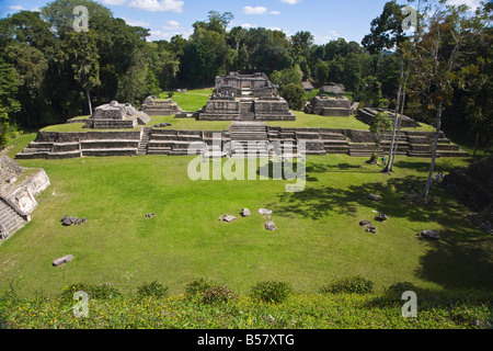 Plaza A, Structure A6 (Temple of the Wooden Lintel), one of the oldest buildings in Caracol, Caracol ruins, Belize Stock Photo
