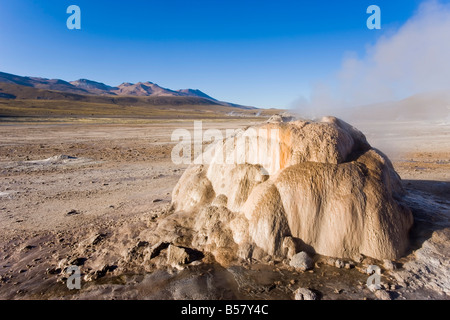 El Tatio Geysers, the area is ringed by volcanoes and fed by 64 geysers, Atacama Desert, Chile Stock Photo