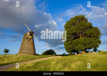Windmill at Bettys Hope Historic Sugar Plantation, Antigua, Leeward Islands, West Indies, Caribbean, Central America Stock Photo