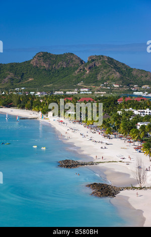 Elevated view over Jolly Harbour and Jolly Beach, Antigua, Leeward Islands, West Indies, Caribbean, Central America Stock Photo