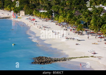 Elevated view over Jolly Harbour and Jolly Beach, Antigua, Leeward Islands, West Indies, Caribbean, Central America Stock Photo