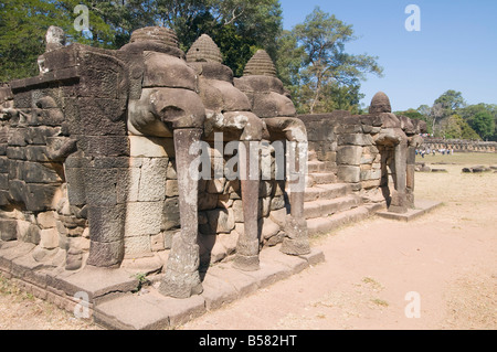 Elephant Terrace, Angkor Thom, Angkor, UNESCO World Heritage Site, Siem Reap, Cambodia, Indochina, Southeast Asia, Asia Stock Photo