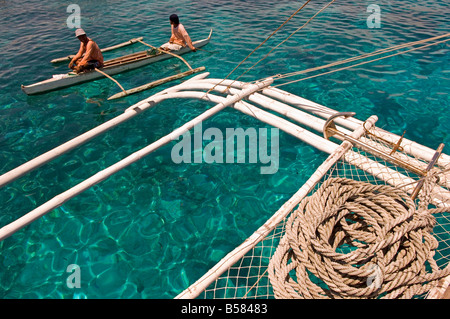 Traditional boat, Pandanon Island, Nalusuan Marine Sanctuary, Cebu island, The Philippines, Southeast Asia, Asia Stock Photo