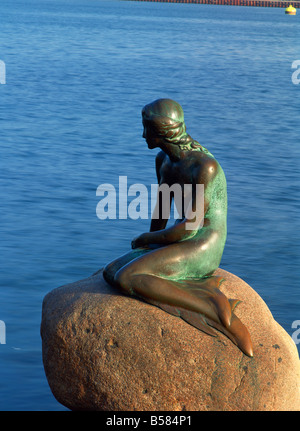 The Little Mermaid statue on a rock in the harbour of Copenhagen Denmark Scandinavia Europe Stock Photo