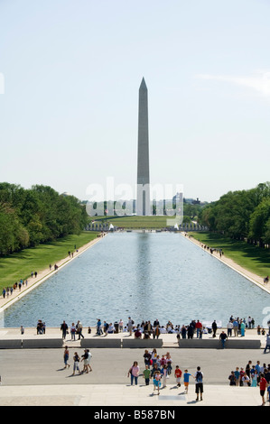Washington Monument from the Lincoln Memorial, Washington D.C. (District of Columbia), United States of America, North America Stock Photo