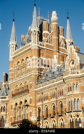 St Pancras Station, Midland Grand Hotel, tower above coach entrance, viewed from the south-east. Stock Photo