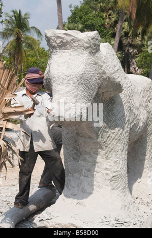 Stone masons, Cambodia, Indochina, Southeast Asia Stock Photo