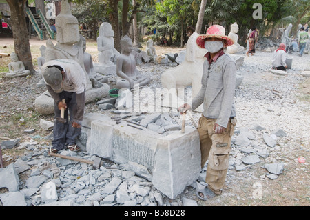 Stone masons, Cambodia, Indochina, Southeast Asia Stock Photo