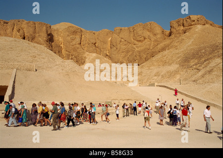 Tourists visiting tombs in the Valley of the Kings Luxor Thebes UNESCO World Heritage Site Egypt North Africa Africa Stock Photo