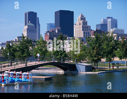 City skyline from the old port, Montreal, Quebec, Canada, North America Stock Photo