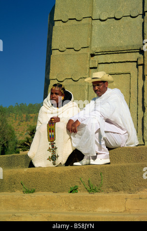 Bride and groom, Stelae Field, Axum, Ethiopia, Africa Stock Photo