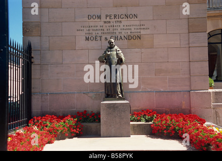 Statue of Dom Perignon Epernay Champagne Ardenne France Europe Stock Photo