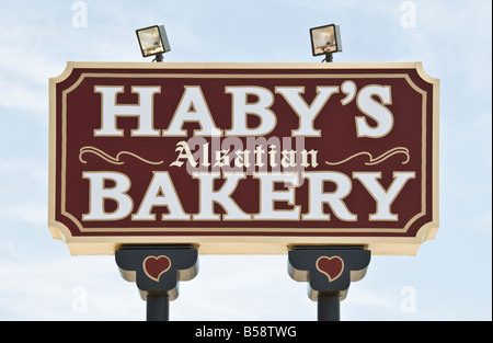 Texas Hill Country Castroville known as The Little Alsace of Texas Haby s Alsatian Bakery sign Stock Photo