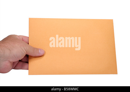 Handing a plain brown envelope Stock Photo