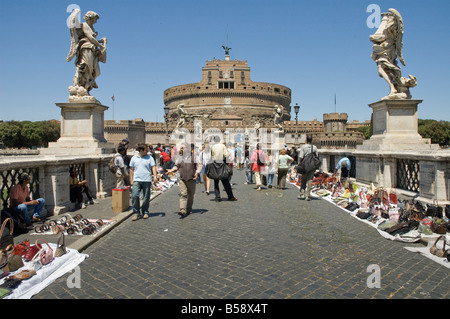 Street traders on the Ponte Sant Angelo Stock Photo