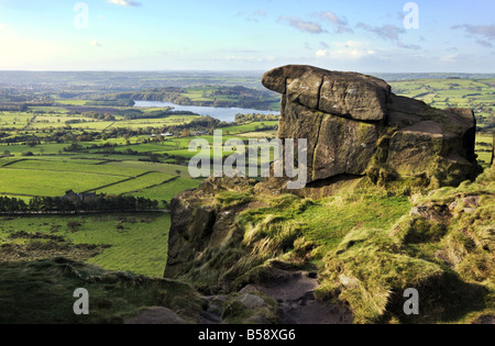 View from Hen Cloud at the end of The Roaches, towards Tittesworth Reservoir, Near Leek, Staffordshire Stock Photo