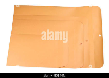 Multiple sizes of plain brown envelopes Stock Photo