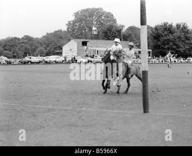 Polo: Jimmy Edwards captained the 'Whocko' polo team that was beaten by 'The Troubleshooters' at Ham Polo Club. Jimmy Edwards with Rey Barrett. July 1970 70-6886-003; Stock Photo