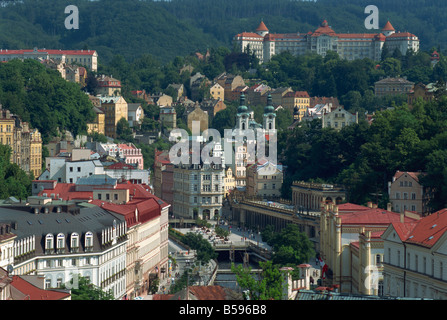 The town of Karlovy Vary (Karlsbad) seen from Thermal sanatorium, Czech ...