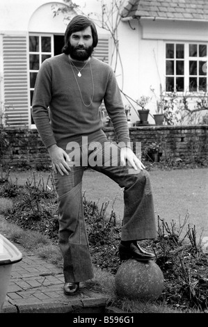 George Best. Footballer George Best at the Bray home of Michael 'Parkinson,' who has written a book on George. March 1975 Stock Photo