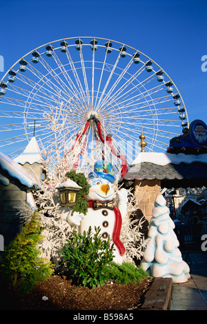 Christmas market and wheel Lille Nord Pas de Calais France Europe Stock Photo