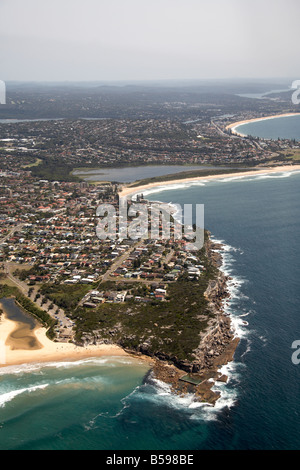 Aerial view north west of North Curl Dee Why Beach Lagoon Clooaroy Beach suburban houses Sydney NSW Australia Stock Photo