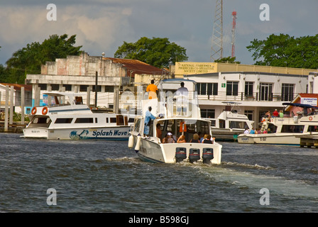 Belize City Tourism Village cruise ship tender brings passengers ashore western caribbean Stock Photo