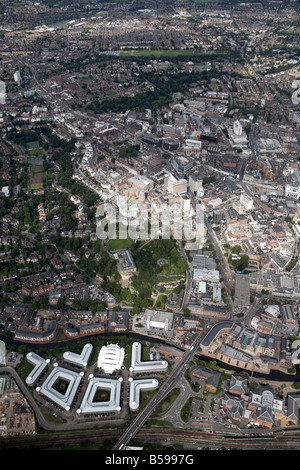 Aerial view north west of Nottingham City Centre River Trent Castle Concrete Ltd Upper Parliament Street Maid Marian Way NG1Engl Stock Photo