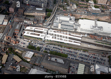 Aerial view north west of Nottingham Railway Station Carrington Street Station Street and Queen s Road NG2 England UK High level Stock Photo