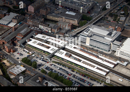 Aerial view north west of Nottingham Railway Station Carrington Street Station Street and Queen s Road NG2 England UK High level Stock Photo