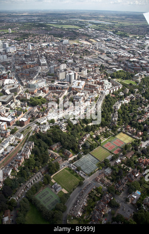 Aerial view south east of Nottingham City Centre Park Valley Nottingham Castle Old Market Square Lawrence House NG1 UK High leve Stock Photo