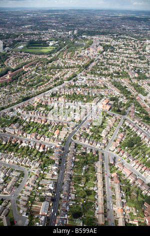 Aerial view north west of suburban houses and gardens Porchester Road Standhill Road Nottingham NG4 England UK High level obliqu Stock Photo