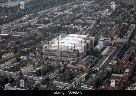 Aerial view north west of Chelsea and Westminster Hospital Limerston St Gertrude St suburban houses West Brompton London SW10 UK Stock Photo