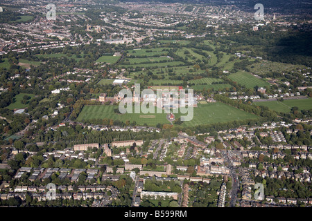 Aerial view north east Dulwich College playing fields Alleyn Park Road Dulwich Sydenham Hill Golf Course suburban houses London Stock Photo