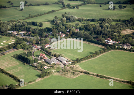 Aerial view south east of Home Farm Rolls Park Farm country fields Abridge Road A113 Chigwell Epping Forest London IG7 England Stock Photo