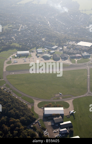 Aerial view south west of Biggins Hill Airport Sow Wood suburban houses Westerham Bromley London TN16 England UK Stock Photo