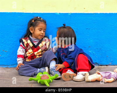 Two girls playing in Lima (Peru) Stock Photo